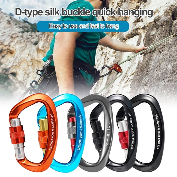 NIBOLOG Climbing Carabiner Screw Gate Locking Heavy Duty 812KW 25KN Aviation Aluminum D-shaped Ring Outdoor Hiking Snap Hook Clip Safety Buckle