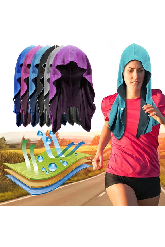 Cooling Hoodie Towel Sweat Absorption Extra Soft Sun Protection Quick Drying Sweat Towel Neck Wrap Sports Supplies
