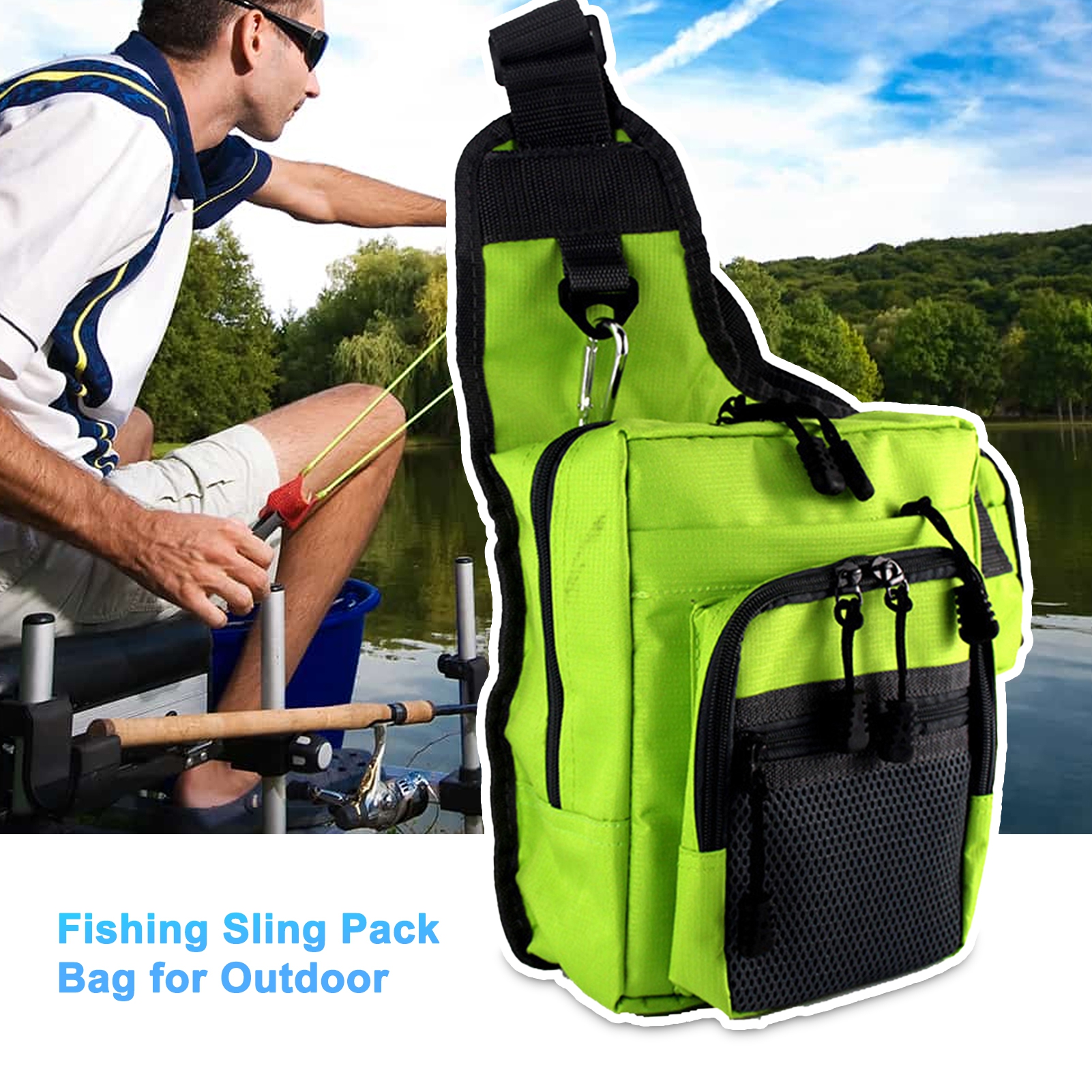 NIBOLOG Crossbody Fishing Bag Multifunctional Polyester Water Resistant ...