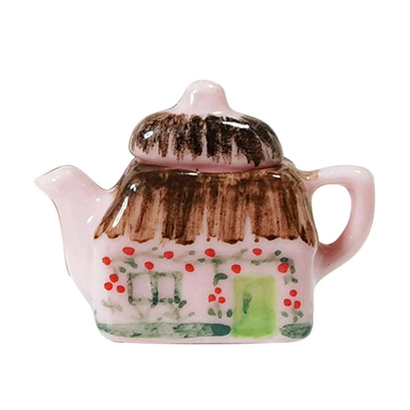 NIBOLOG Dollhouse Teapot - Small Smooth Surface Decorative Porcelain Tea Kettle Miniature