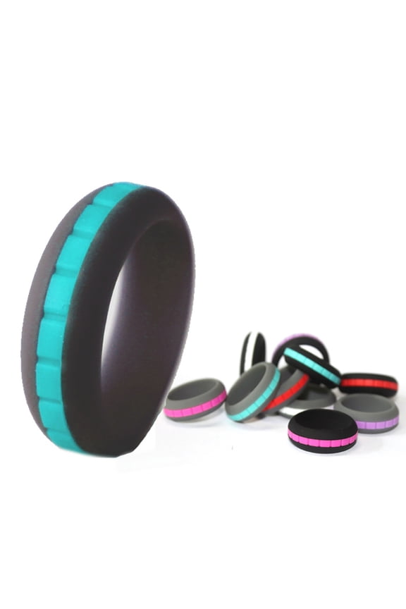 Double Color Soft Silicone Unisex Finger Ring Sport Party Couple Jewelry Gift