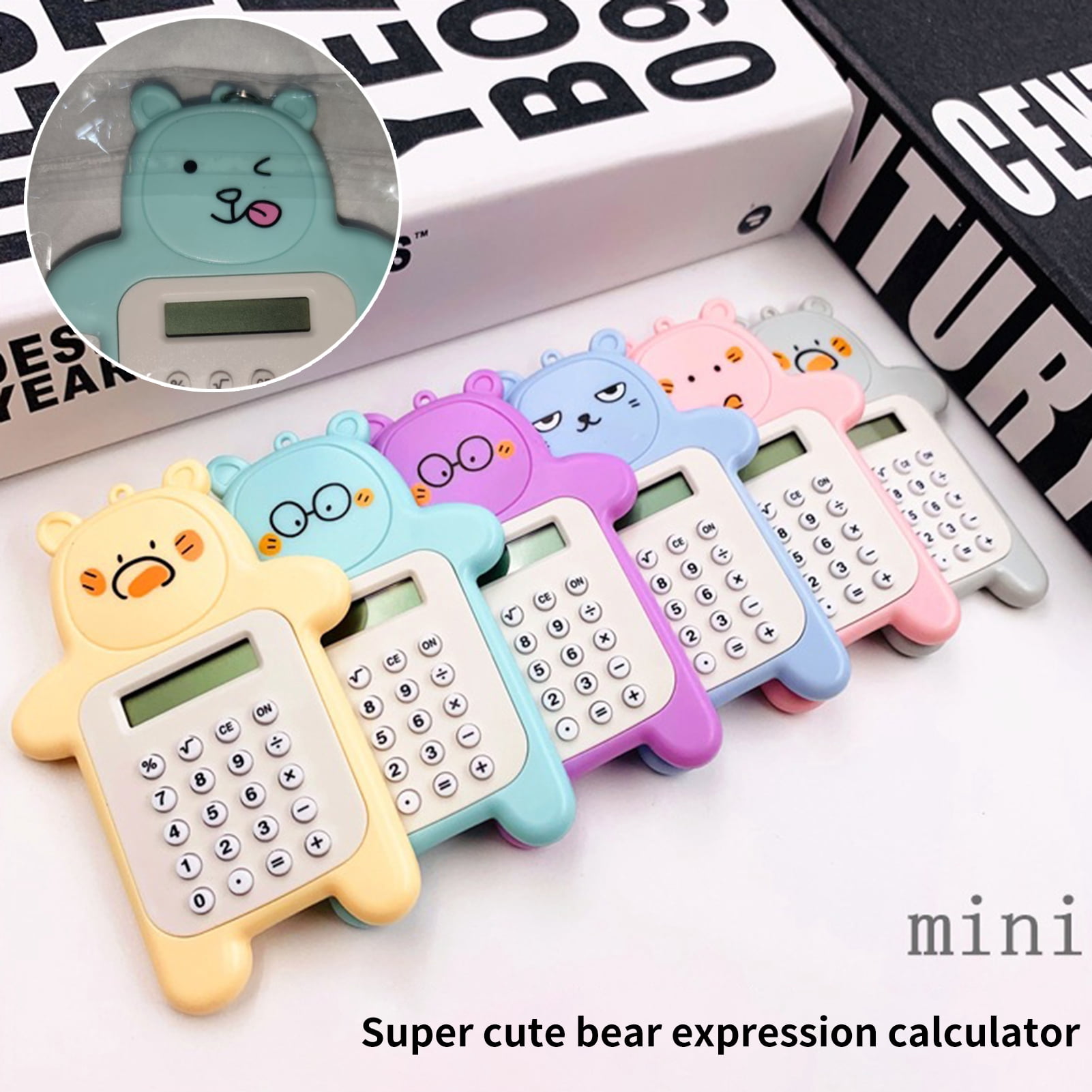 NIBOLOG Electronic Calculator Adorable Bear Shape Plastic Lively Face ...