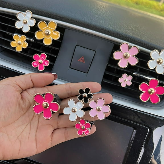 NIBOLOG Flower Car Air Freshener - 4Pcs Air Vent Mount Long Lasting Fragrance, Odor Removal Clip Type Automotive Aromatherapy