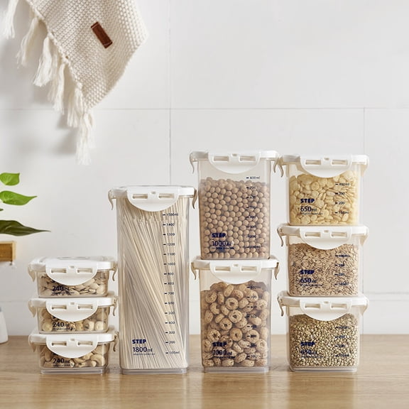 NIBOLOG Food Jar Food Grade Dust-proof Plastic Scale Mark Style Food Sealing Jar for Home