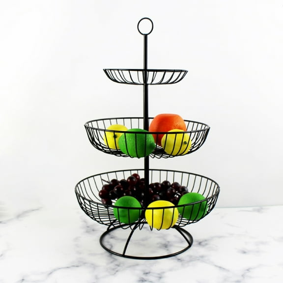 NIBOLOG Fruit Plate Tray Retro Stable 3 Tier French Country Wire Basket for Vegetables
