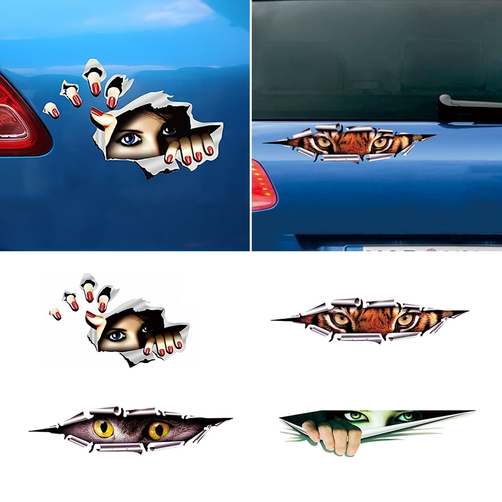 NIBOLOG Funny 3D Peeking Animal Voyeur Reflective PET Car Sticker ...