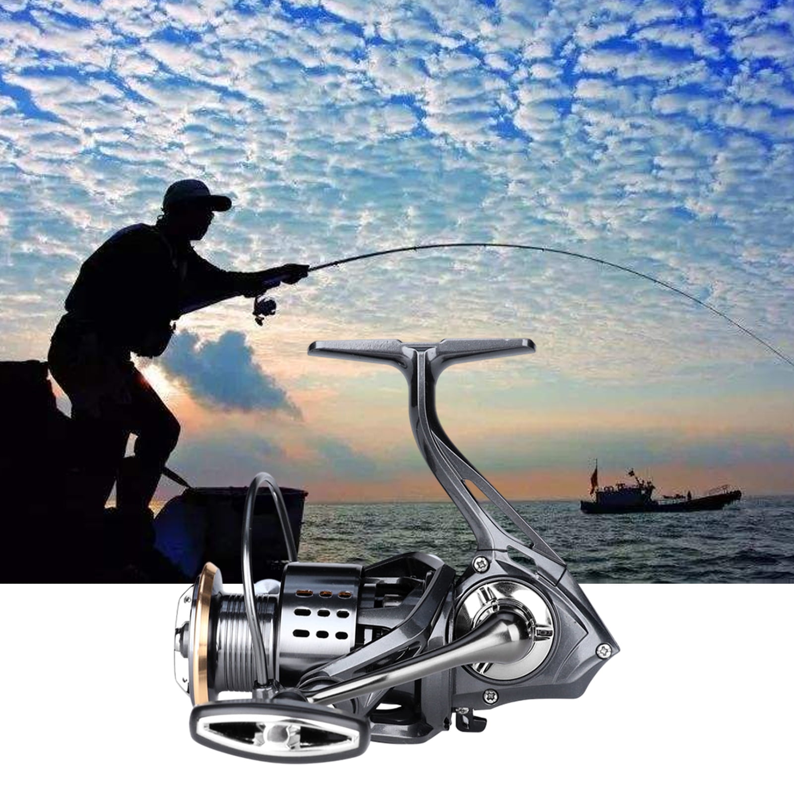 NIBOLOG Gapless Fishing Reel High Strength Anti-deformation Metal Arm  Rocker Spinning Reel Fishing Tackle - Walmart.com