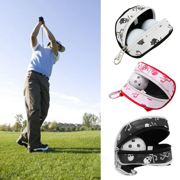 NIBOLOG Golf Ball Bag with Carabiner Smooth Zipper 2 Tees Corrosion Resistant Impact Prevention Waterproof Golf Ball Pocket for Court