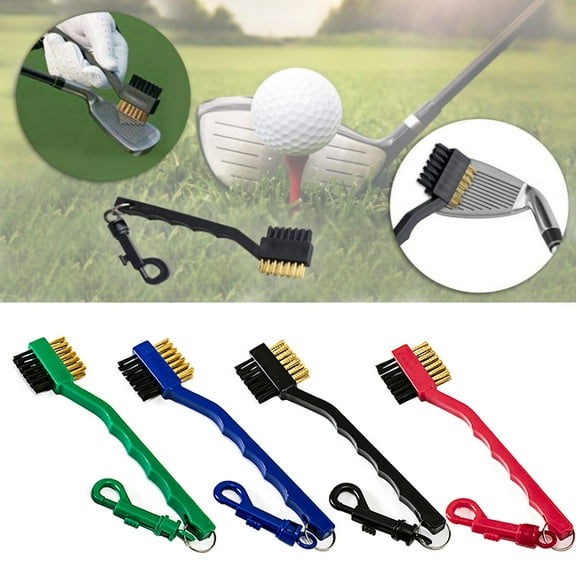NIBOLOG Golf Cleaning Brush Wear Resistant Portable Non-slip Handle Multifunctional Comfortable Grip Dirt Removal Nylon Bristles Double Side Golf Club Cleaner Golf Accessories