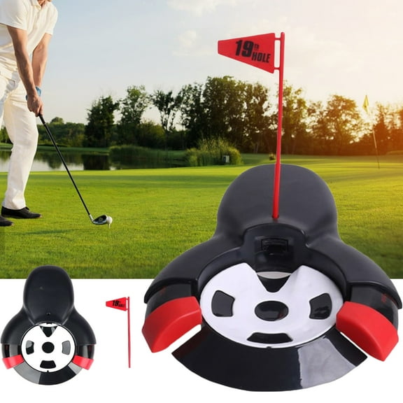 NIBOLOG Golf Putting Cup Adjustable Compact Size Battery Operated Reusable with Flag Automatic Golf Return Machine Golf Putting Aid Golf Supplies