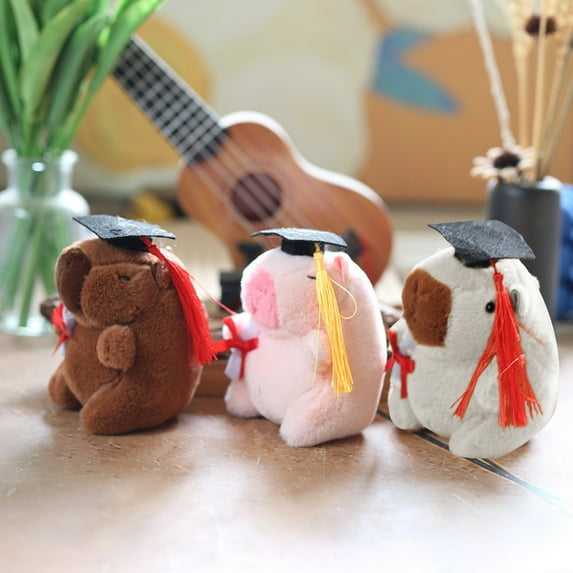 NIBOLOG Gradation Hat Plush Capybara Toy with Diploma Stuffed Animal Keychain Pendant Plushie Doll Decoration Students Graduation Season Gift