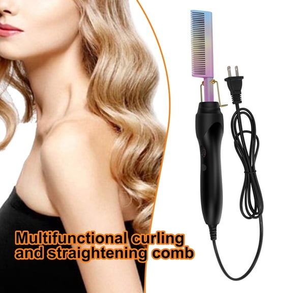 NIBOLOG Hair Press Comb Multifunctional Easy to Use Alloy Electric Hair Straightening Comb for Women