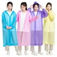thumbnail image 1 of NIBOLOG Hooded Raincoat Waterproof EVA Button Closure Reusable Adults Kids Ultralight Rainproof Thick Portable Outdoor Travel Rain Poncho Rainwear, 1 of 8