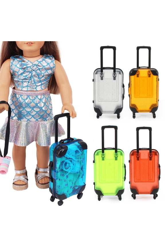 Kids Mini Luggage Toy - Retractable Handle Large Capacity Transparent Spinner Suitcase