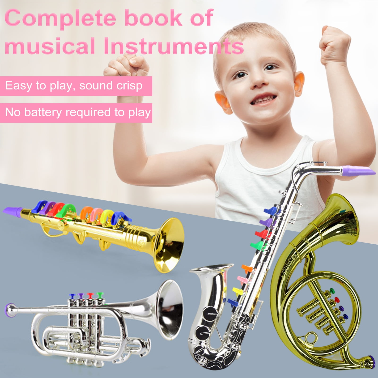 NIBOLOG Kids Musical Instruments Toy Toddlers Mini Saxophone Trumpet ...