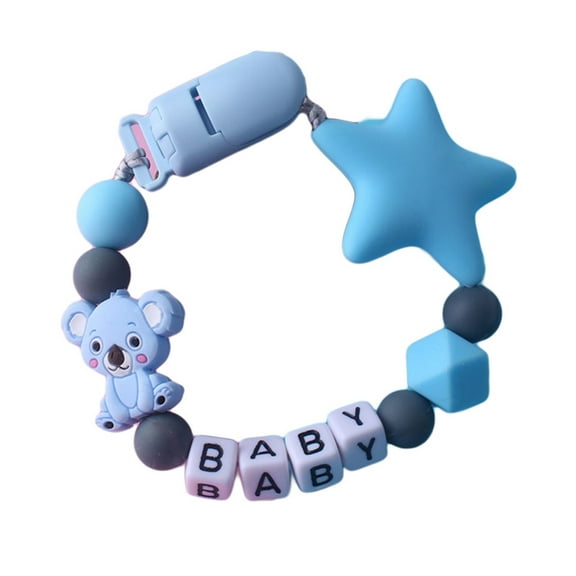 NIBOLOG Koala Star Beads Silicone Teether Bracelet Teething Soother Pacifier Clip Chain