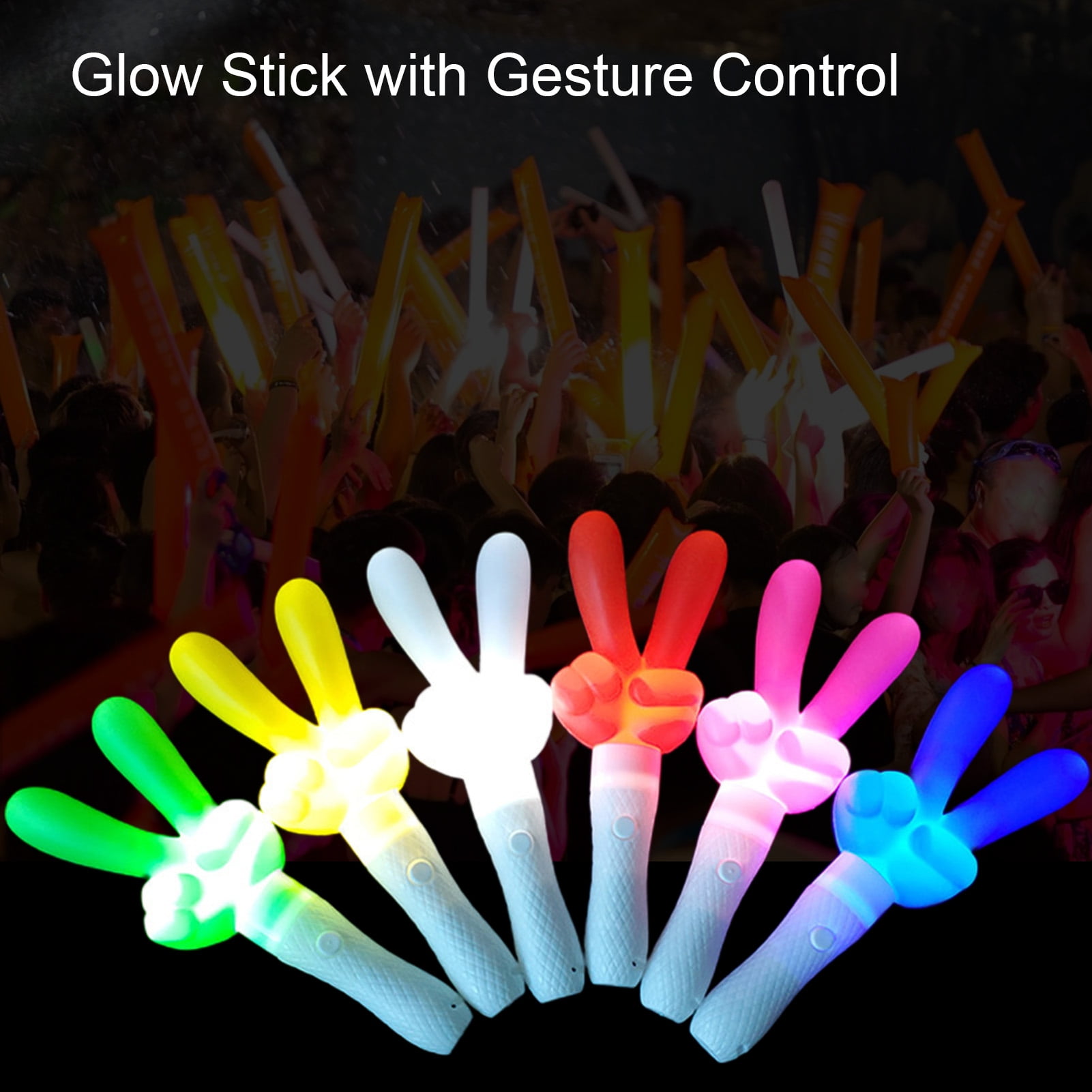 NIBOLOG LED Foam Glow Sticks Finger Shaped Bulk Glow Sticks 3