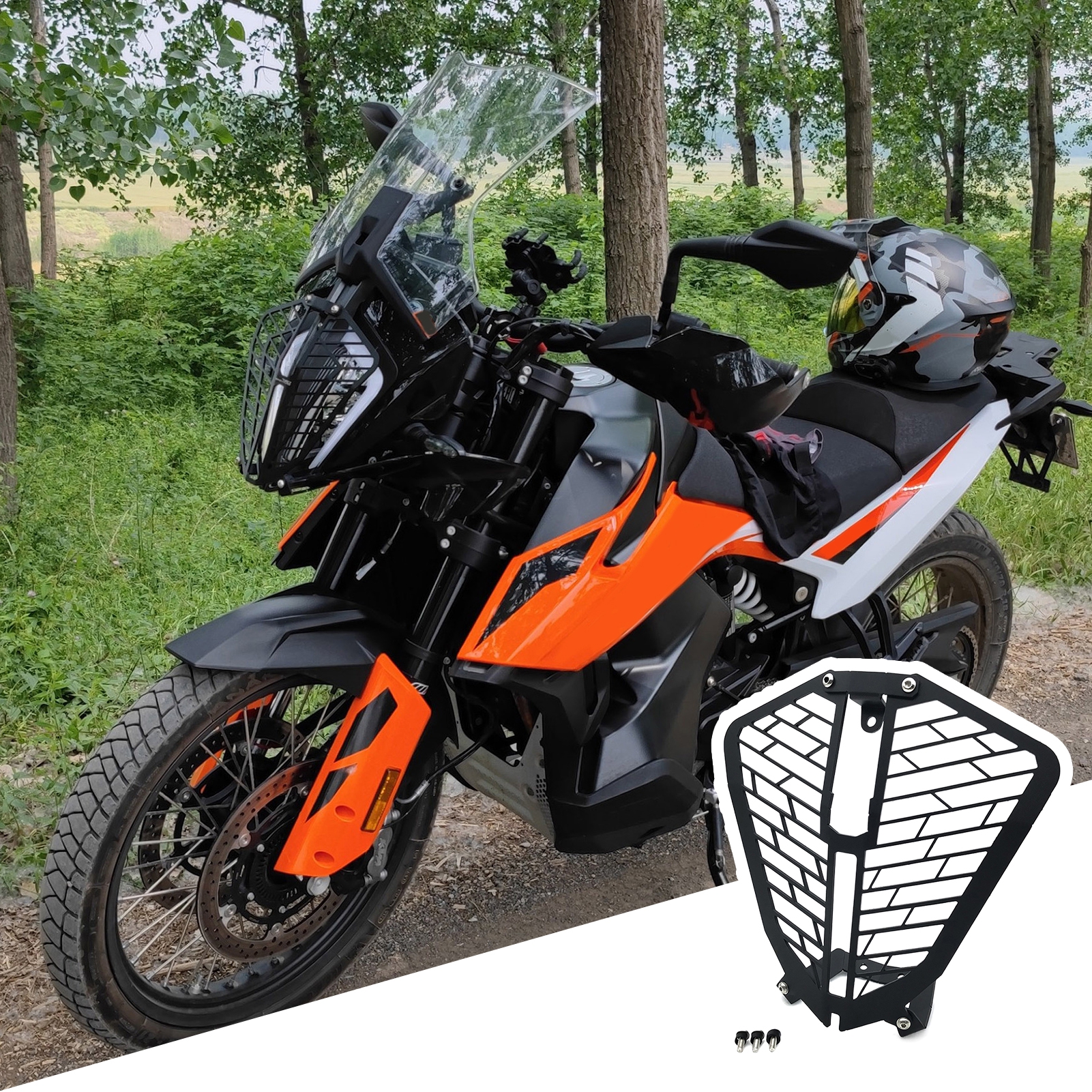 NIBOLOG Light Cover with Grid - Hollow Anti-rust Motorcycle Headlight Lampshade Cover for KTM 790ADV 390ADV 890ADV 2020+
