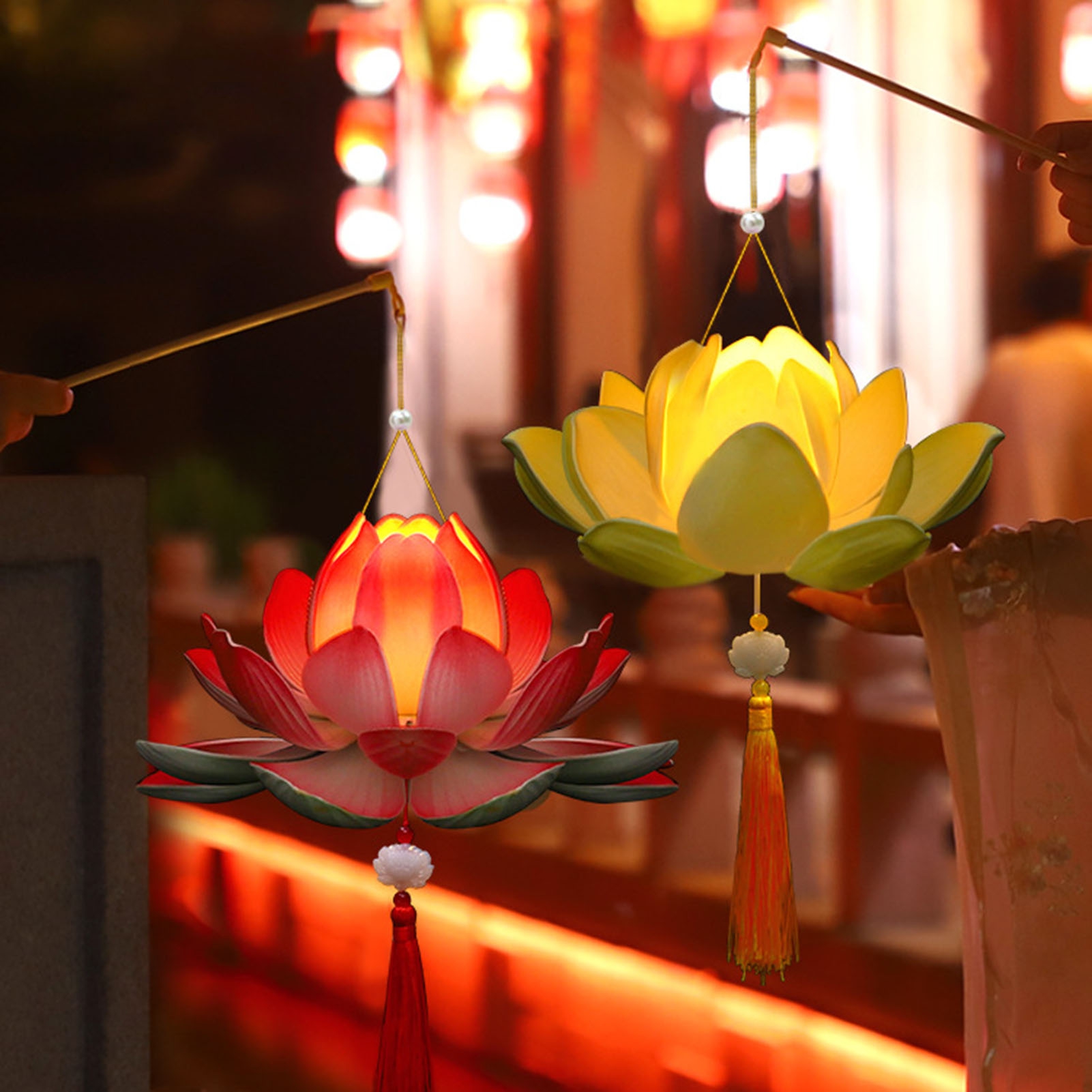NIBOLOG Lotus Lantern DIY Kit Chinese Style Handheld Lantern DIY Lantern Kit Festive Decoration for Christmas Spring Festival Mid-Autumn Parties