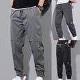 thumbnail image 1 of NIBOLOG Men Pants Solid Color Elastic Waist Drawstring Ankle-banded Cargo Pants for Daily Wear, 1 of 8