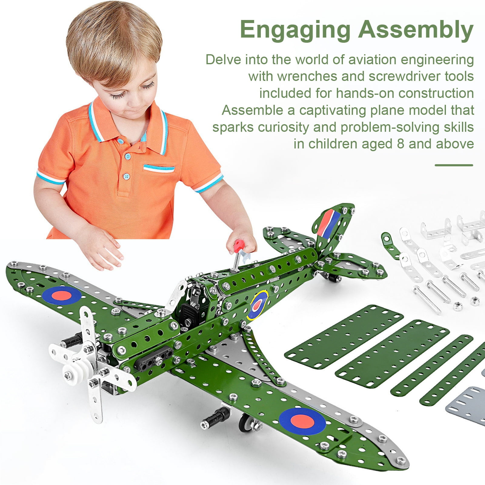 NIBOLOG Metal Airplane Model Building Toy Educational Vintage Fighter ...