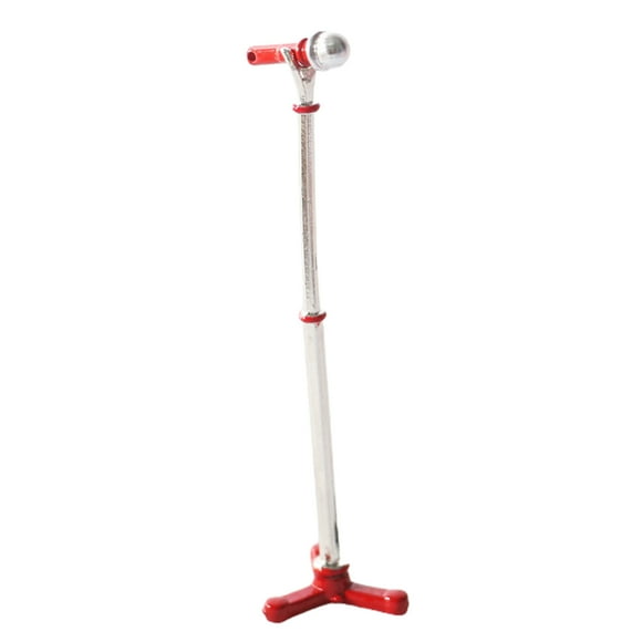 NIBOLOG Microphone Holder Toy - Compact Vivid Alloy Miniature Microphone Stand Dollhouse Model