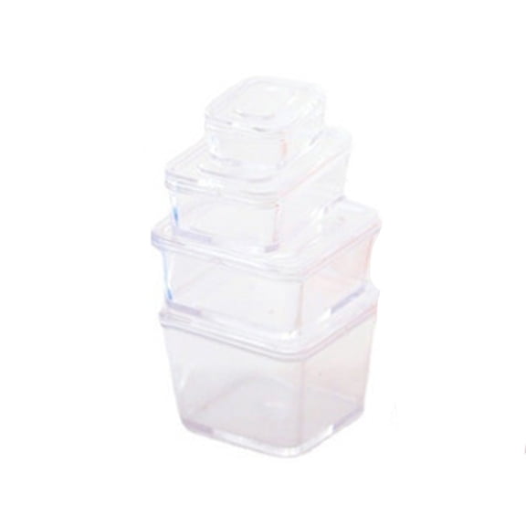 NIBOLOG Miniature Storage Box - 4 Pcs/Set Transparent with Lid Mini Decorative Ornament