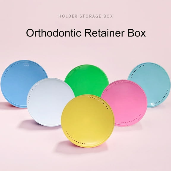 NIBOLOG Orthodontic Retainer Box Wear-Resistant Vent Hole Design with Mirror Dental Mouthguard Denture Holder Mouthpiece Case for Unisex