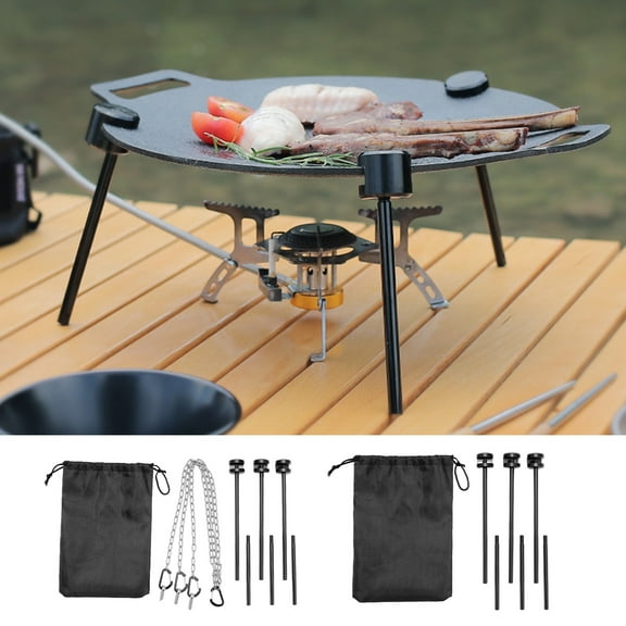 NIBOLOG Outdoor Aluminum Alloy Grill Pan Rack Hanger Detachable Grill Vertical Tripod Grill Barbecue Bracket Camping Multifunctional Adjustable Grill Pan Holder
