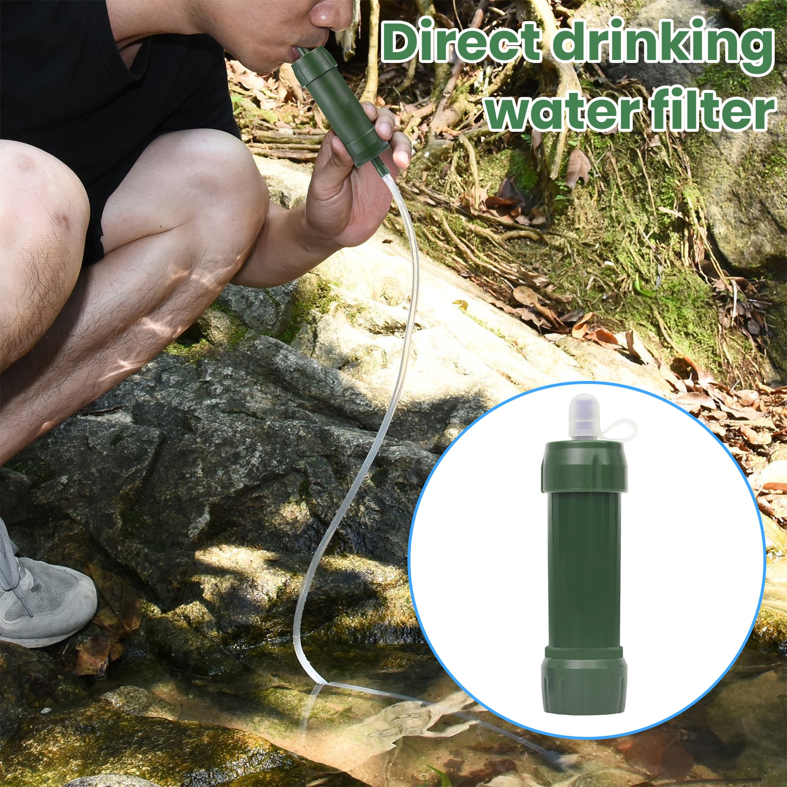 NIBOLOG Outdoor Camping Water Filter Straw Purification Food Grade Compact Water Purifier Survival Emergency Supplies