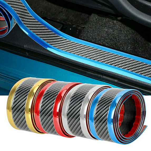 NIBOLOG Panel Trim Sticker - Wear-resistant Carbon Fiber Texture Strong Sticky Non-slip Scratch-resistant Protective Colorfast Car Outside Door Scuff Plate Panel Trim