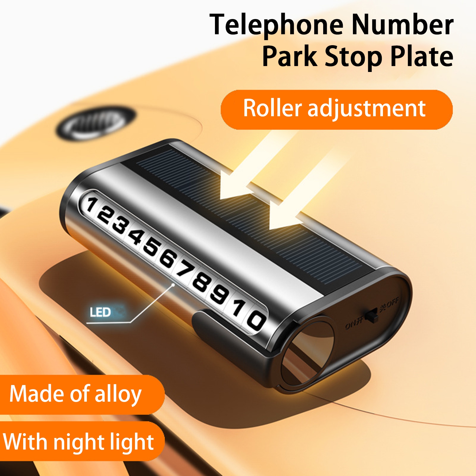 NIBOLOG Parking Number Plate - Solar Scroll Wheel Adjustment Glow-in ...