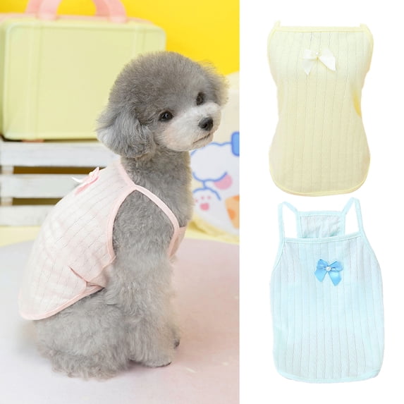 NIBOLOG Pet Clothes Thin Good Flexibility Lightweight Soft Texture Non-shrink Decorative Cotton Bow-knot Dog Vest Spring Accessories