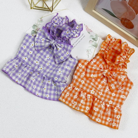 NIBOLOG Pet Dress High Elasticity Bowknot Neck Breathable Summer Small Dog Princess Cosplay Costume for Outdoor