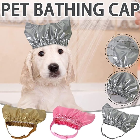 NIBOLOG Pet Shower Cap Super Soft Elastic Band Waterproof Ultra-Light Easy-wearing Keep Ear Dry Non-woven Fabric Pet Shower Cap Ear Prevention Cover Guard Pet Supplies
