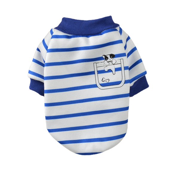 NIBOLOG Pet Sweatshirt Stand Collar Striped Contrast Color Print Short Sleeves Keep Warm Two Legs Comfortable Pet Winter Sweatshirt for Daily Wear