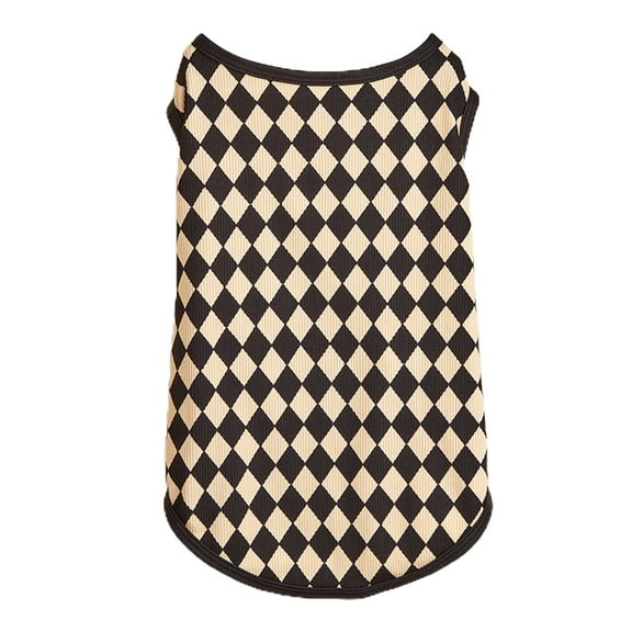 NIBOLOG Pet Vest Round Neck Plaid Pattern Elastic Hemming Dog Pajamas Small Thin Puppy Outfit for Summer