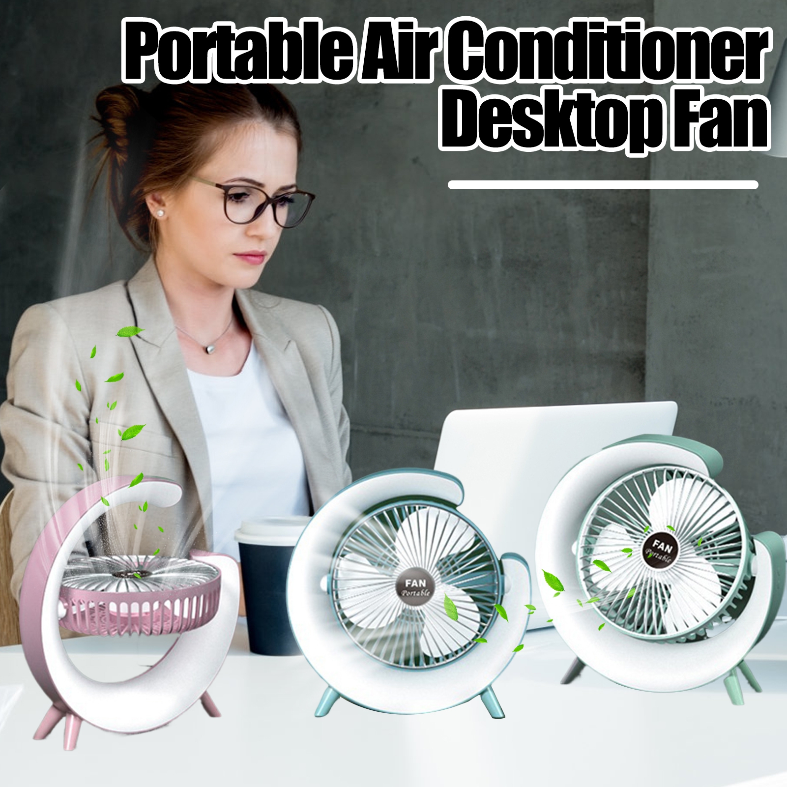 NIBOLOG Portable Air Conditioner Cooling Fan with Colorful Ambient ...