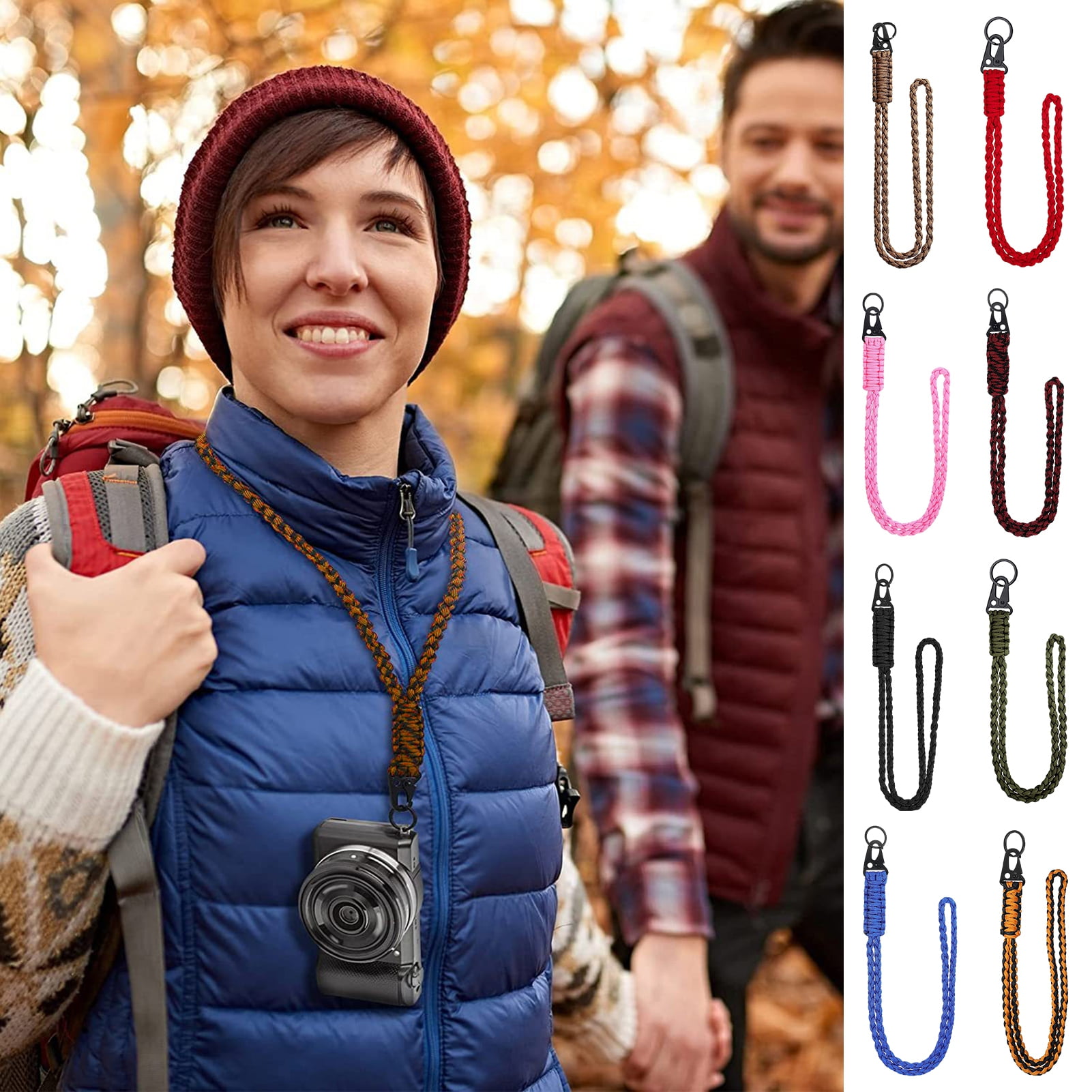 2pcs Heavy Duty Paracord Lanyard With USA Flag – Braided Nylon Keychain Necklace For Outdoor & Survival, Black & Green