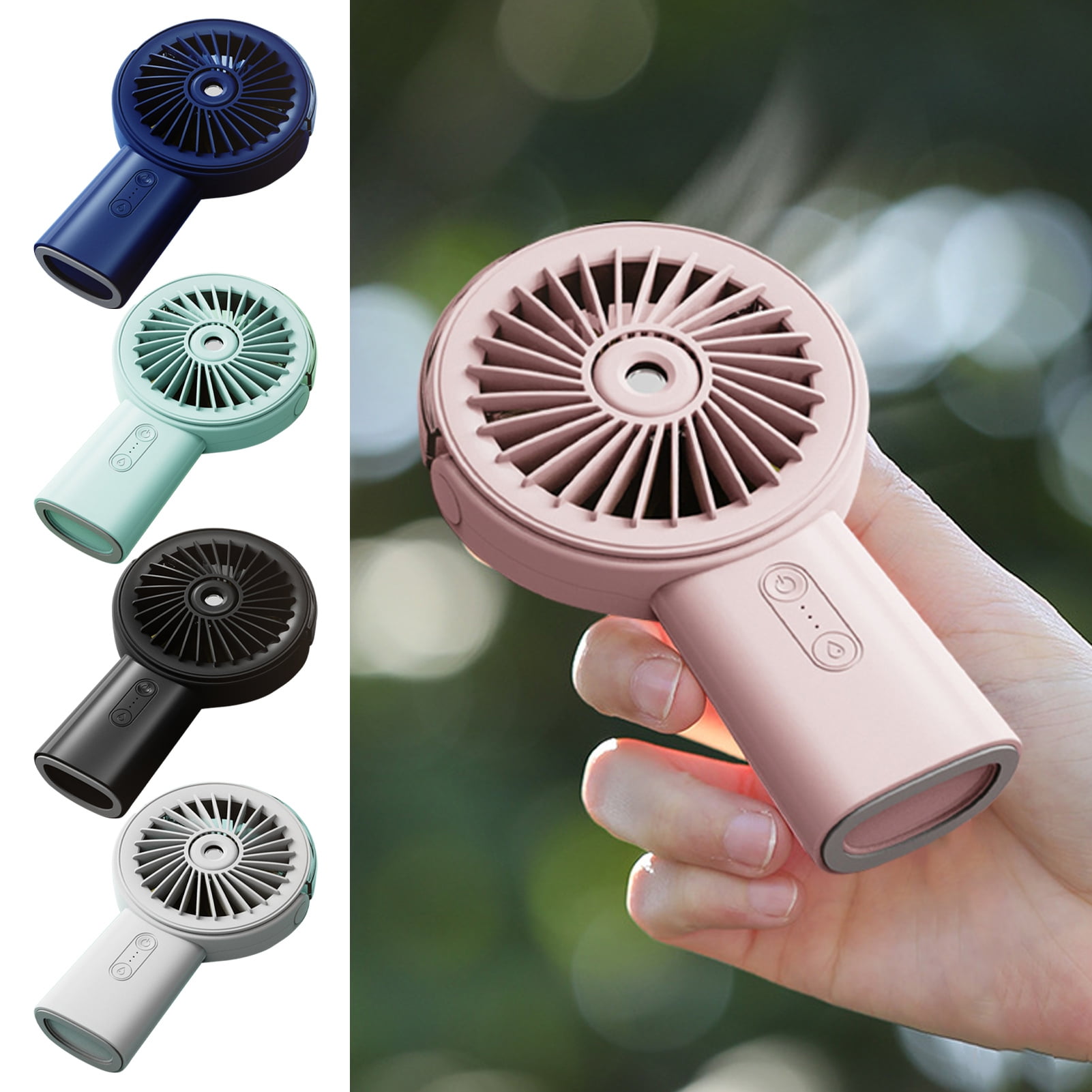 NIBOLOG Portable Handheld Misting Fan with 3 Speed Settings Compact