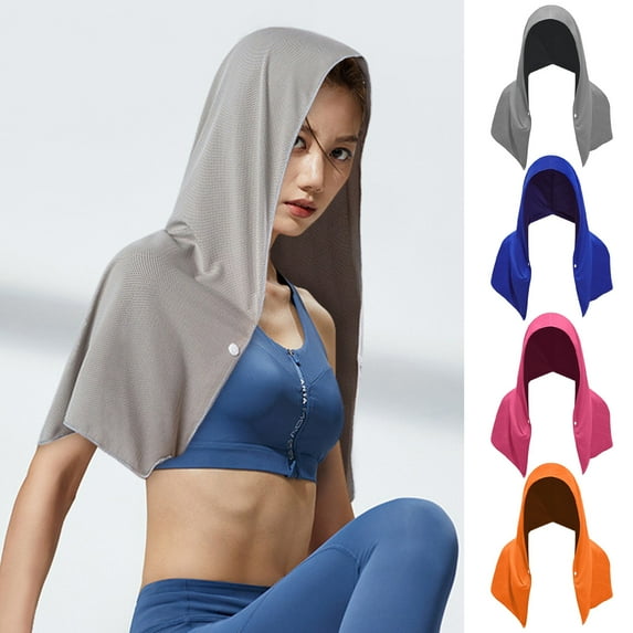 NIBOLOG Quick Dry Cooling Hoodie Towel Solid Color UV Protection Breathable Sweat Absorbent Sports Running Hood Towel