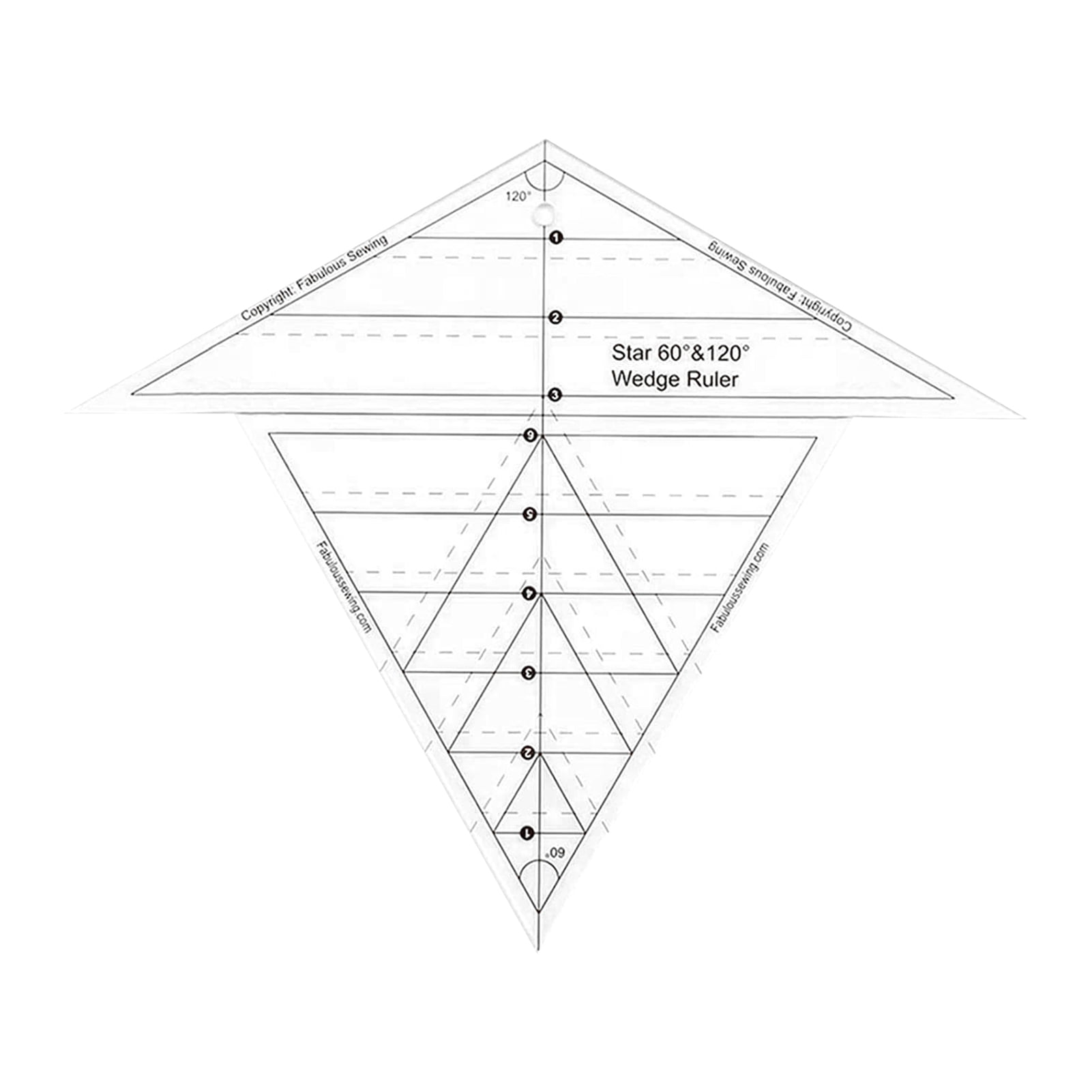 NIBOLOG Sewing Patch Ruler Clearly Marked DIY Plastic 60 Degree 120