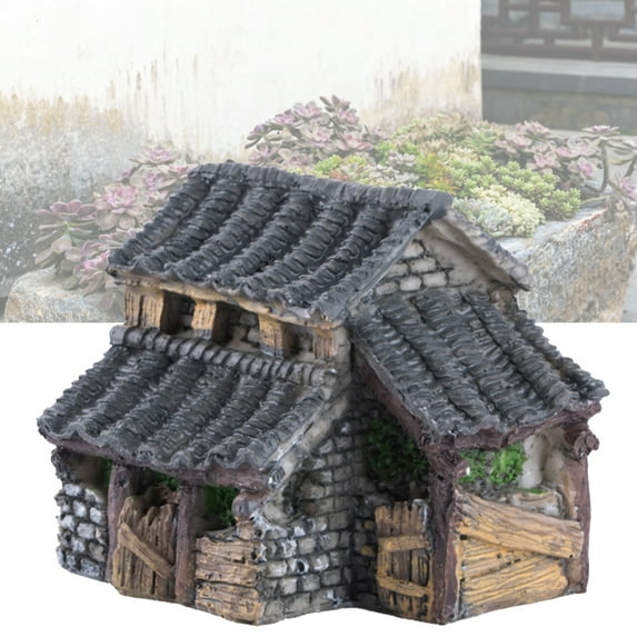 NIBOLOG Small House Eco-friendly Fall Resistant Resin Mini House Model Statue for Home