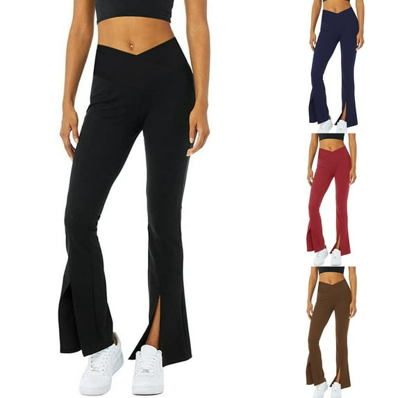 NIBOLOG Soft Yoga Pants Quick Drying Flare Leg Solid Color Bootcut Pants for Daily Life