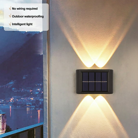 NIBOLOG Solar Wall Light IP65 Waterproof Automatic Charging No Wiring Required Solar Powered LED Wall Light Outdoor Garden Lamp