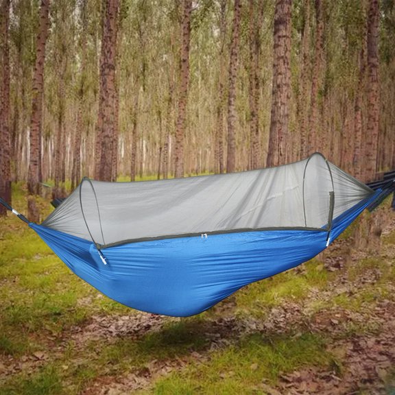 NIBOLOG Strong Load-bearing Solid Straps Auto Opening Outdoor Hammock Outdoor Portable Swing Hammock with Anti-mosquito Net Camping Equipment