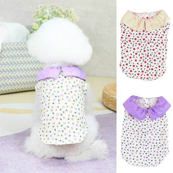 NIBOLOG Two-leg Pet Clothes Bright Color Doll Collar Floral Design Pet Shirt Pet Accessories