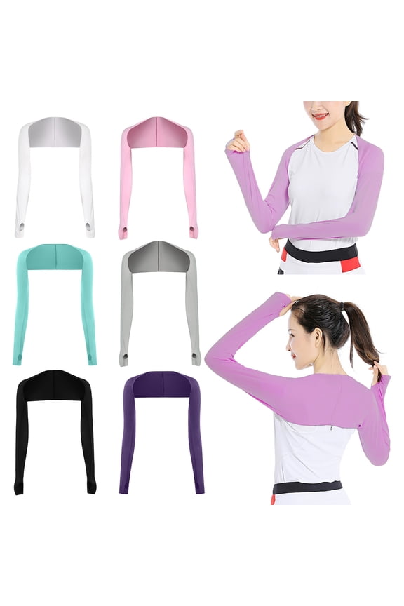 UV Cooling Shawl Arm Cover with Finger Holes Sun Cape for Golf Unisex Free Size