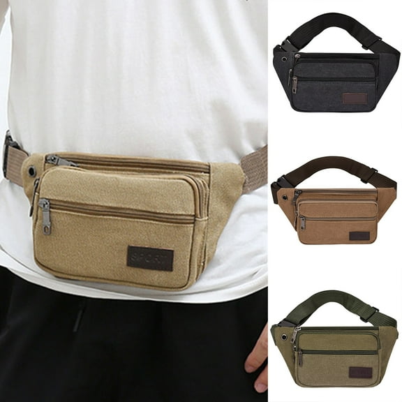 NIBOLOG Waist Bag Large Capacity Water Repellent Adjustable Anti-Scratch Canvas Casual Large Phone Belt Bag Outdoor Sports