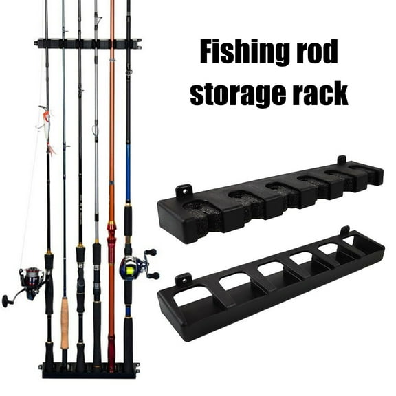 NIBOLOG Wall Mount Fishing Rod Holder 6/8 Holes Multi-function Vertical Horizontal Fishing Pole Display Storage Rack Organizer Stand Fishing Accessories